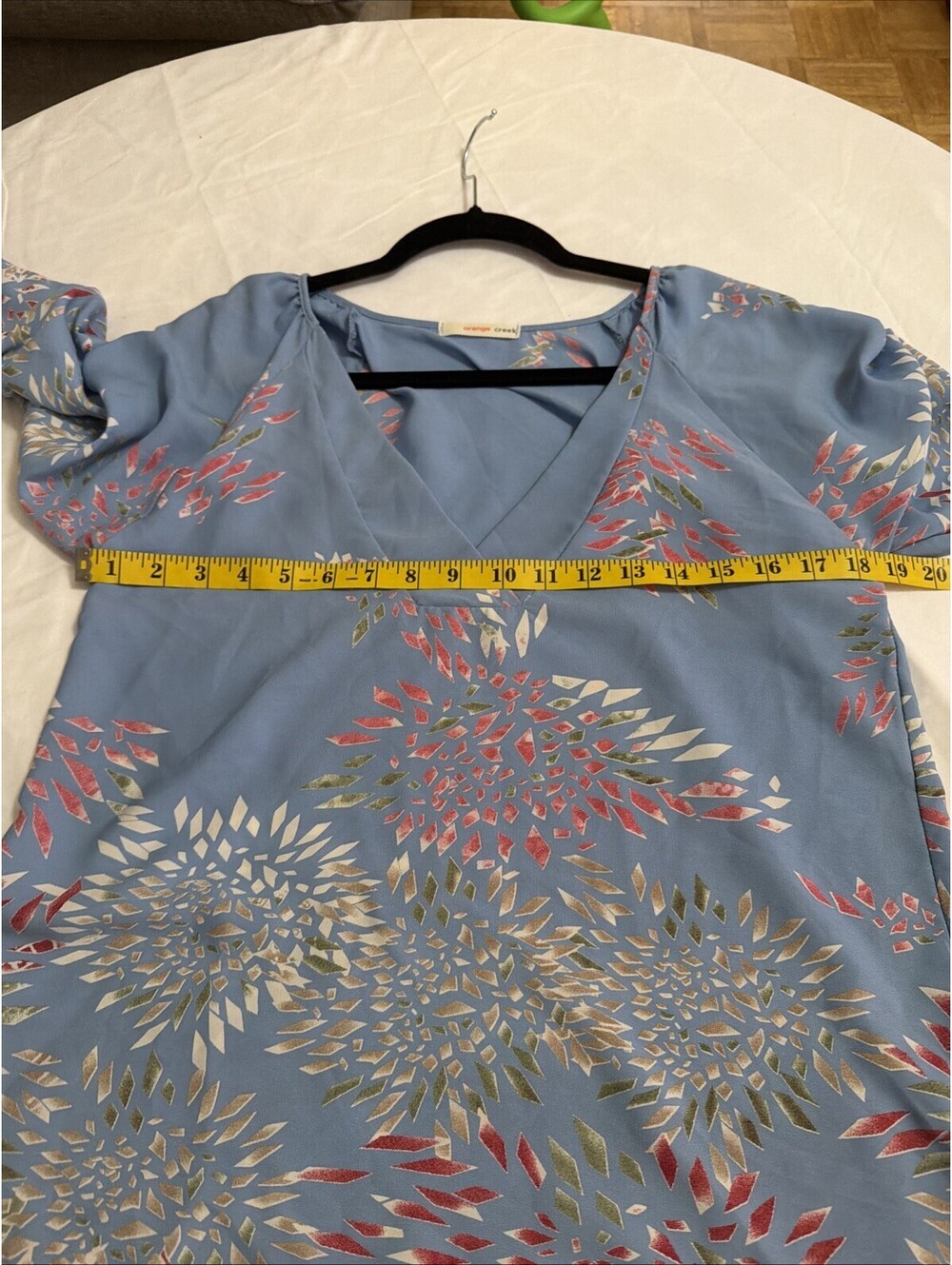Orange Creek Top Floral Small 3/4 Sleeve Elastic On Arms - Picture 11 of 15